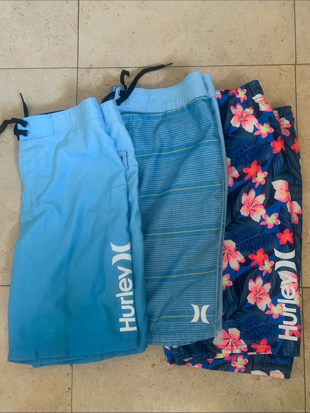 Hurley Boys Swim Shorts Pack - Light Blue, Sky Blue & Navy Floral